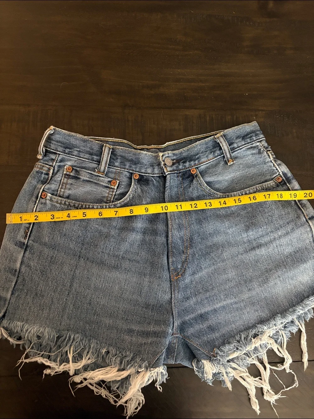 Levi's Light Blue Frayed Hem Denim Shorts